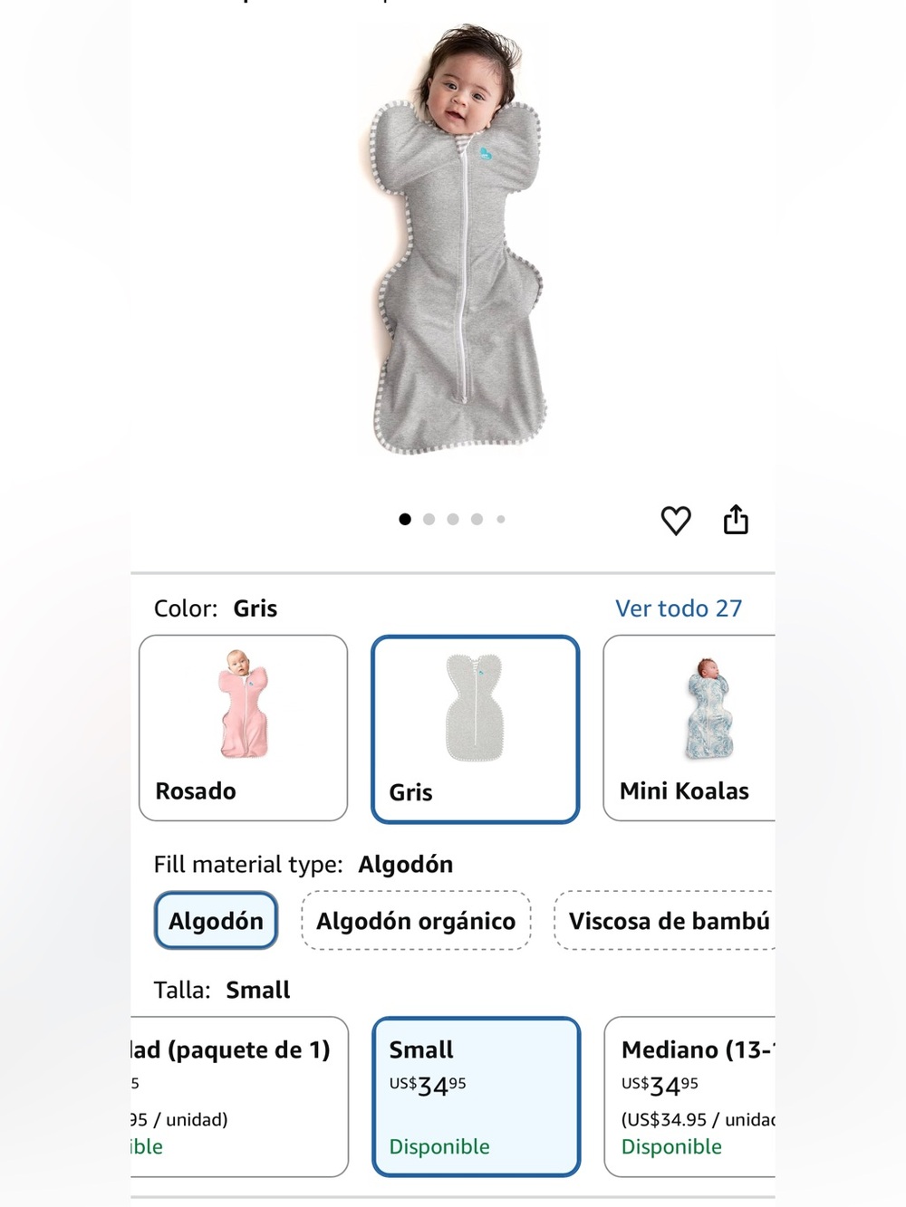Grey Infant Sleep Sack Swaddle with Front Zip - never used